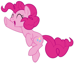 Size: 4512x3888 | Tagged: safe, artist:tersisa, imported from derpibooru, pinkie pie, earth pony, pony, absurd resolution, cute, diapinkes, eyes closed, female, happy, jumping, mare, open mouth, open smile, raised hoof, show accurate, simple background, smiling, solo, transparent background