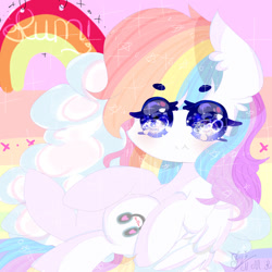 Size: 894x894 | Tagged: safe, artist:magicangelstarartist, imported from derpibooru, oc, oc only, pegasus, pony, female, mare, multicolored hair, plushie, simple background, solo