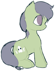 Size: 504x659 | Tagged: safe, artist:starstrucksocks, imported from derpibooru, oc, oc:paisley, earth pony, ghost, pony, undead, eyes open, female, green coat, hair tie, mare, ponytail, simple background, white background