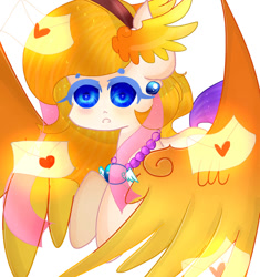 Size: 866x923 | Tagged: safe, artist:magicangelstarartist, imported from derpibooru, oc, oc only, pegasus, jewelry, letter, looking at you, necklace, shiny mane, simple background, solo