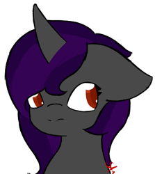 Size: 370x415 | Tagged: safe, artist:starstrucksocks, imported from derpibooru, oc, oc only, unicorn, bust, eyes open, female, horn, looking sideways, mare, red eyes, simple background, solo, transparent background