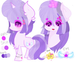 Size: 979x816 | Tagged: safe, artist:magicangelstarartist, imported from derpibooru, oc, oc only, oc:angel star, earth pony, pony, unicorn, female, mare, multicolored hair, reference, simple background, solo