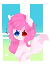 Size: 1024x1298 | Tagged: safe, artist:magicangelstarartist, imported from derpibooru, oc, oc only, earth pony, blushing, fox tail, heterochromia, pursed lips, raised hoof, simple background, solo, tail