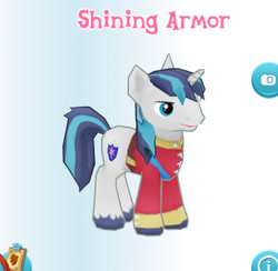 Size: 388x379 | Tagged: safe, imported from derpibooru, screencap, shining armor, pony, unicorn, clothes, gameloft, male, my little pony: magic princess, solo, stallion
