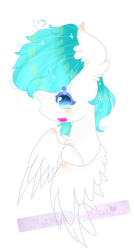 Size: 490x913 | Tagged: safe, artist:magicangelstarartist, imported from derpibooru, oc, oc only, oc:white cloudy, pegasus, pony, bust, open mouth, simple background, solo