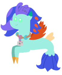 Size: 898x1087 | Tagged: safe, artist:supahdonarudo, imported from derpibooru, oc, oc only, oc:sea lilly, pony, seapony (g4), camera, jewelry, necklace, pointy ponies, simple background, style emulation, transparent background