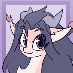 Size: 1200x1200 | Tagged: safe, artist:nova rain, imported from derpibooru, oc, oc only, dracony, dragon, hybrid, animated, bust, commission, ear flick, eye clipping through hair, eyes closed, female, horns, looking at you, simple background, smiling, solo