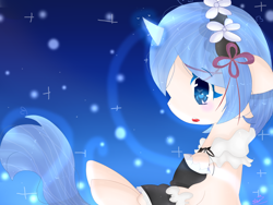 Size: 1400x1050 | Tagged: safe, artist:magicangelstarartist, imported from derpibooru, pony, unicorn, anime, crossover, female, glowing, glowing horn, horn, lolita fashion, mare, ponified, re:zero, rem, side view, simple background, solo