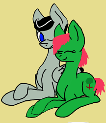 Size: 828x960 | Tagged: safe, imported from derpibooru, oc, oc only, oc:chopsticks, earth pony, pegasus, pony, base used, duo, female, lying down, male, mare, oc x oc, shipping, simple background, stallion