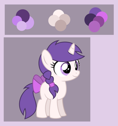 Size: 4651x4976 | Tagged: safe, artist:stellardusk, imported from derpibooru, oc, oc:snowie aura, pony, unicorn, bow, female, filly, foal, reference sheet, solo, tail, tail bow