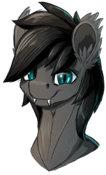 Size: 815x1344 | Tagged: safe, artist:thatonegib, imported from derpibooru, oc, oc only, bat pony, bat pony oc, bust, looking at you, portrait, smiling, solo