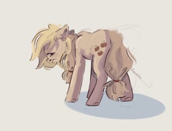 Size: 2560x1947 | Tagged: safe, artist:colorbrush, imported from derpibooru, applejack, earth pony, pony, sad, simple background, solo, white background