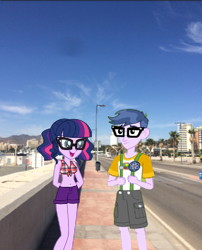 Size: 638x790 | Tagged: safe, artist:yungdeez, imported from derpibooru, microchips, sci-twi, twilight sparkle, human, equestria girls, equestria girls in real life, female, irl, male, microlight, photo, shipping, spain, straight