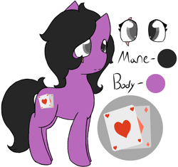 Size: 770x725 | Tagged: safe, artist:starstrucksocks, imported from derpibooru, oc, oc only, oc:card toss, cute, eyes open, female, mare, purple coat, reference sheet, scar, simple background, solo, white background
