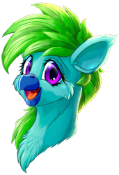 Size: 1093x1594 | Tagged: safe, artist:thatonegib, imported from derpibooru, oc, oc only, griffon, :d, bust, cheek fluff, chest fluff, griffon oc, open mouth, open smile, portrait, smiling, solo
