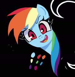 Size: 1891x1945 | Tagged: safe, artist:ponconcarnal, imported from derpibooru, rainbow dash, pegasus, pony, black background, bust, simple background, smiling, solo