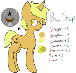 Size: 655x624 | Tagged: safe, artist:starstrucksocks, imported from derpibooru, oc, oc only, oc:bow snap, pony, unicorn, eyes open, horn, looking back, male, orange coat, reference sheet, simple background, solo, stallion, standing, white background