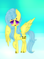 Size: 540x720 | Tagged: safe, artist:magicangelstarartist, imported from derpibooru, oc, oc only, oc:singery anne, pegasus, raised hoof, simple background, solo, spread wings, standing, wings