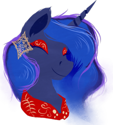 Size: 1132x1250 | Tagged: safe, artist:thatonegib, imported from derpibooru, princess luna, alicorn, bust, eyes closed, lunar new year, portrait, smiling, solo