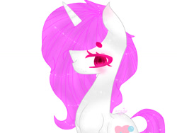 Size: 1024x768 | Tagged: safe, artist:magicangelstarartist, imported from derpibooru, oc, oc only, pony, unicorn, female, halfbody, looking at you, mare, side view, simple background, solo