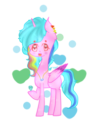 Size: 540x720 | Tagged: safe, artist:magicangelstarartist, imported from derpibooru, oc, oc only, alicorn, pony, female, gem, jewelry, mare, multicolored hair, necklace, simple background, solo