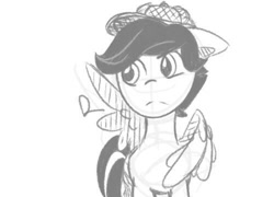 Size: 500x360 | Tagged: safe, imported from derpibooru, oc, oc only, oc:chopsticks, pegasus, hat, male, monochrome, simple background, sketch, solo, stallion, white background