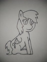 Size: 3120x4160 | Tagged: safe, artist:valuable ashes, imported from derpibooru, rainbow dash, pegasus, pony, female, monochrome, sitting, solo, traditional art