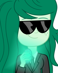 Size: 1300x1640 | Tagged: safe, artist:lightning_musicwave, imported from derpibooru, wallflower blush, human, equestria girls, clothes, crossover, meme, memory stone, men in black, reference, solo, sunglasses, tuxedo