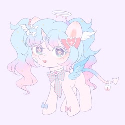 Size: 800x800 | Tagged: safe, artist:_nillabean_, imported from derpibooru, oc, alicorn, pony, chibi, female, mare, pink background, simple background, solo