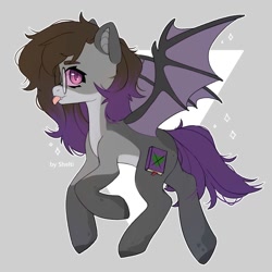 Size: 2000x2000 | Tagged: safe, artist:shelti, imported from derpibooru, oc, oc only, bat pony, pony, :p, bat wings, colored hooves, colored pupils, commission, countershading, female, flying, glasses, gray background, mare, simple background, solo, tongue out, wings