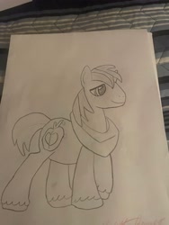 Size: 3024x4032 | Tagged: safe, artist:brisk bronco, derpibooru exclusive, imported from derpibooru, big macintosh, earth pony, lineart, male, photo, solo, stallion, traditional art, unshorn fetlocks