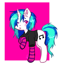 Size: 766x827 | Tagged: safe, artist:roblosans, imported from derpibooru, dj pon-3, vinyl scratch, pony, unicorn, ;p, clothes, female, mare, one eye closed, shirt, socks, solo, tongue out