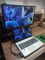 Size: 3472x4624 | Tagged: safe, imported from derpibooru, lyra heartstrings, pony, unicorn, computer, irl, laptop computer, photo, plushie