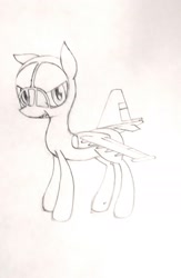 Size: 1301x1998 | Tagged: artist needed, safe, imported from derpibooru, oc, oc only, unnamed oc, original species, plane pony, colt, cute, foal, looking at you, male, outlines only, pencil drawing, plane, simple background, solo, standing, su-25, su-25 frogfoot, sukhoi, sukhoi su-25, traditional art, white background