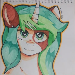 Size: 1600x1600 | Tagged: safe, artist:freak-side, imported from derpibooru, pony, unicorn, female, marker drawing, photo, solo, traditional art