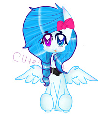 Size: 827x966 | Tagged: safe, artist:magicangelstarartist, imported from derpibooru, oc, oc only, pony, art trade, bow, collar, female, heterochromia, mare, simple background, solo, text
