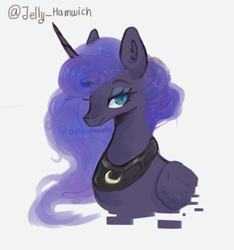 Size: 428x457 | Tagged: safe, artist:jelly_hamwich, imported from derpibooru, princess luna, alicorn, pony, bust, female, mare, portrait, solo, text