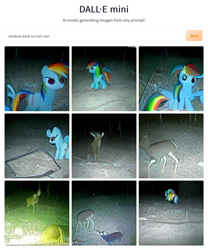 Size: 1212x1455 | Tagged: safe, imported from derpibooru, deer, pegasus, pony, ai content, ai generated, blurry, blurry background, generator:craiyon, grainy, low quality, rain, trail cam