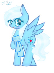 Size: 724x972 | Tagged: safe, artist:magicangelstarartist, imported from derpibooru, oc, oc only, pegasus, pony, clothes, female, looking at you, mare, multicolored hair, scarf, simple background, solo
