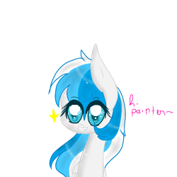 Size: 768x768 | Tagged: safe, artist:magicangelstarartist, imported from derpibooru, oc, oc only, pegasus, half body, multicolored hair, simple background, smiling, solo, text, white background