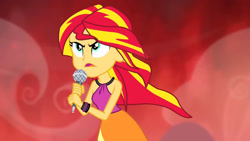 Size: 1920x1080 | Tagged: safe, imported from derpibooru, screencap, sunset shimmer, human, equestria girls, rainbow rocks, bare shoulders, clothes, female, sleeveless, solo