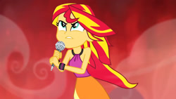 Size: 1920x1080 | Tagged: safe, imported from derpibooru, screencap, sunset shimmer, human, equestria girls, rainbow rocks, bare shoulders, clothes, female, sleeveless, solo