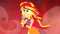 Size: 1920x1080 | Tagged: safe, imported from derpibooru, screencap, sunset shimmer, human, equestria girls, rainbow rocks, bare shoulders, clothes, female, sleeveless, solo