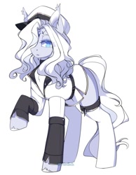 Size: 836x1080 | Tagged: safe, artist:medich, imported from derpibooru, oc, bat pony, pony, wingless bat pony, bat pony oc, clothes, female, looking at you, simple background, solo, white, white background, wingless