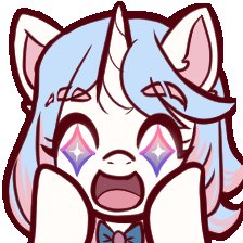 Size: 224x224 | Tagged: safe, artist:inkkeystudios, imported from derpibooru, oc, oc only, pony, unicorn, chibi, eyebrows, eyebrows visible through hair, looking at you, open mouth, open smile, smiling, solo, starry eyes, wingding eyes