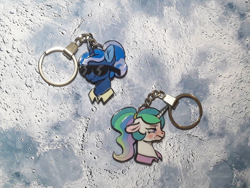 Size: 1280x960 | Tagged: safe, artist:made_by_franch, imported from derpibooru, princess celestia, princess luna, alicorn, craft, event, handmade, keychain, new lunar republic, present, solar empire, solo