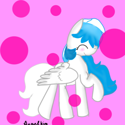 Size: 768x768 | Tagged: safe, artist:magicangelstarartist, imported from derpibooru, oc, oc only, pegasus, pony, birthday gift art, eyes closed, female, gift art, mare, side view, simple background, solo