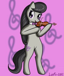 Size: 2480x2953 | Tagged: safe, artist:lurfy, imported from derpibooru, octavia melody, earth pony, pony, bipedal, female, hoof hold, musical instrument, violin