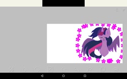 Size: 720x450 | Tagged: safe, artist:magicangelstarartist, imported from derpibooru, twilight sparkle, alicorn, pony, eyes closed, female, ipad, mare, simple background, solo, spread wings, twilight sparkle (alicorn), wings