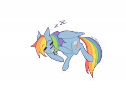 Size: 2048x1536 | Tagged: safe, artist:koiqxx, imported from derpibooru, rainbow dash, pegasus, pony, female, mare, simple background, sleeping, solo, white background